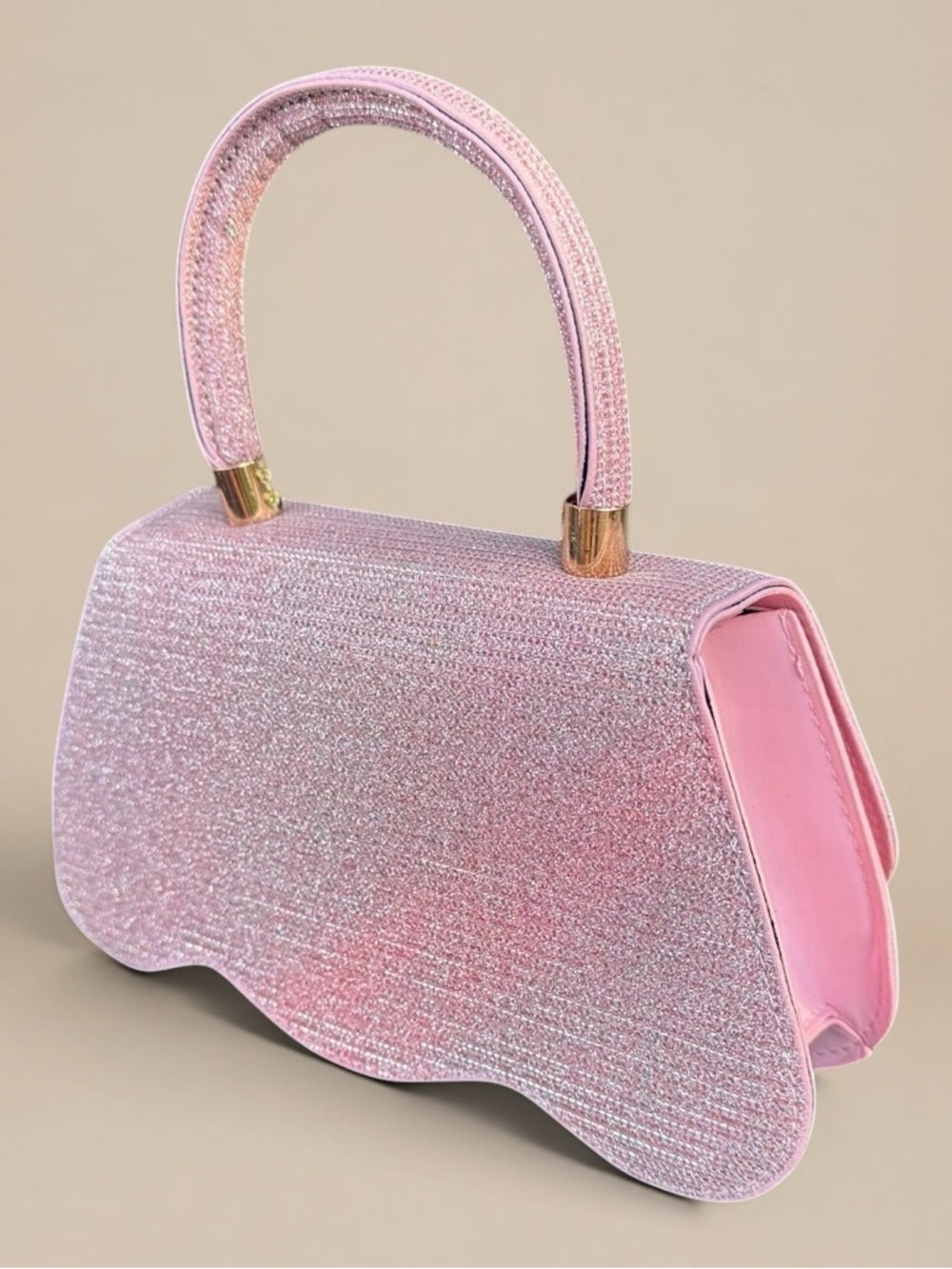 Pink Glam Mini Handbag – Gold Detail & Sparkle Top ✨ - Picture 4 of 6